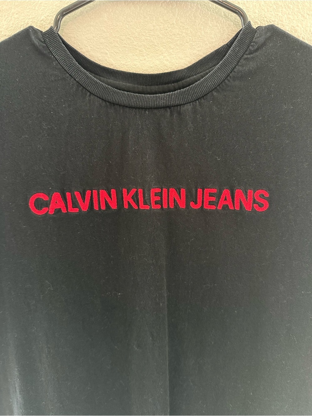 Calvin Klein Jeans Black Tee Dress with Red Logo - Picture 2 of 4